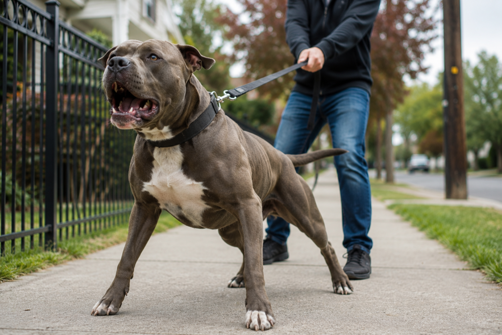 Michigan dog bite lawyer - aggressive dog pulling on leash