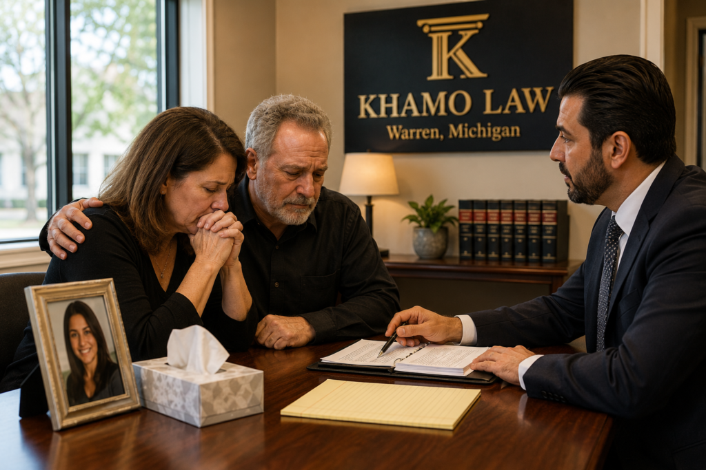 Warren wrongful death lawyer meeting with a family after the loss of a loved one