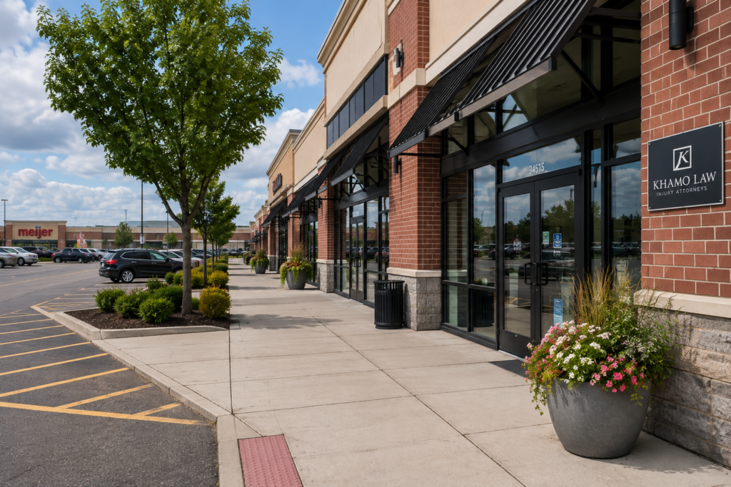 Commercial property entrance and walkway in Sterling Heights Michigan