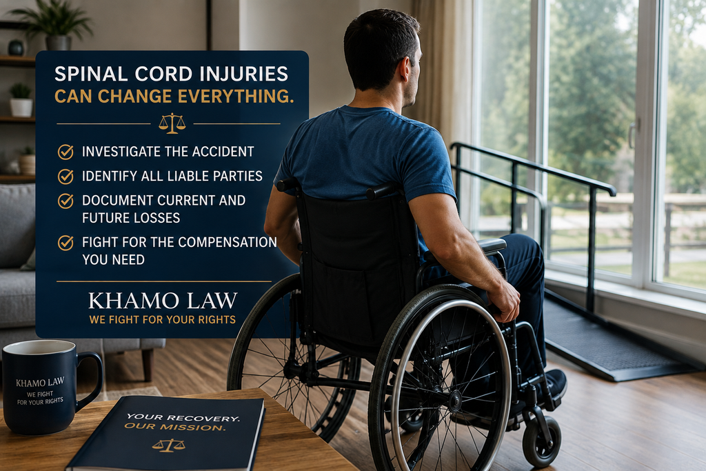 Man using a wheelchair after a spinal cord injury in a home rehabilitation setting